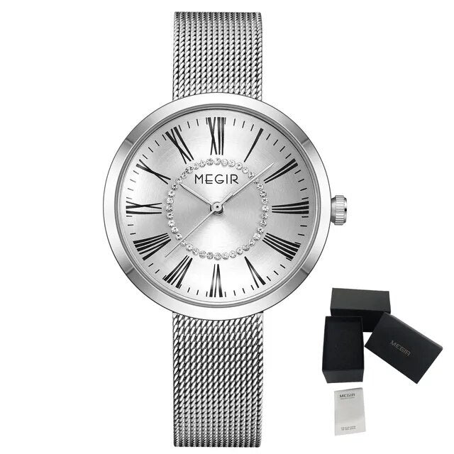 Megir Mesh Steel Quartz Watch for Women | Velorent Time