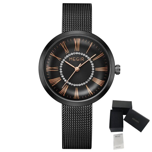 Megir Mesh Steel Quartz Watch for Women | Velorent Time