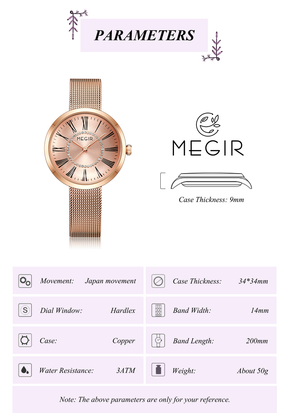 Megir Mesh Steel Quartz Watch for Women | Velorent Time
