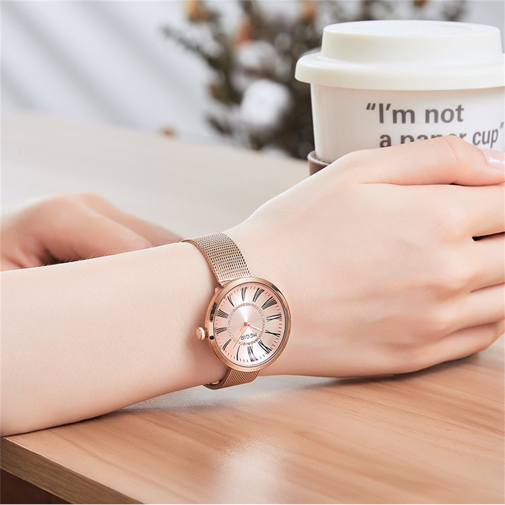 Megir Mesh Steel Quartz Watch for Women | Velorent Time