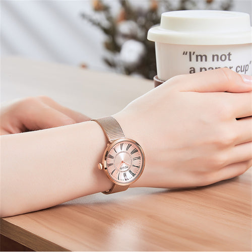 Megir Mesh Steel Quartz Watch for Women | Velorent Time