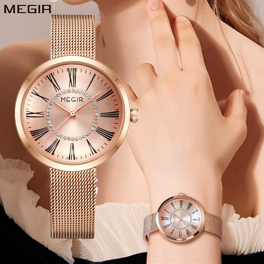 Megir Mesh Steel Quartz Watch for Women | Velorent Time