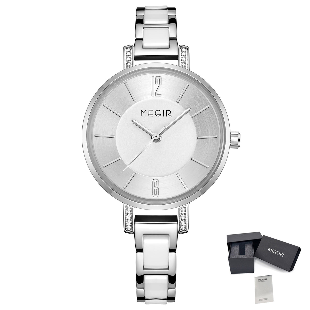 MEGIR Brass & Ceramic Ladies Quartz Watch | Velorent Time