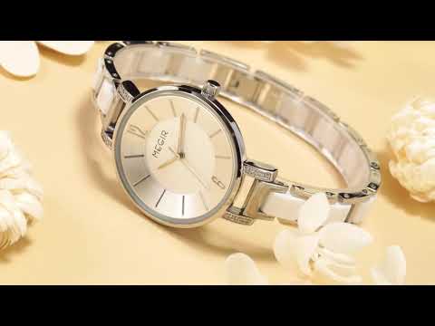 MEGIR Brass & Ceramic Ladies Quartz Watch | Velorent Time